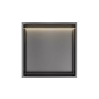 Hotbath &More Inbouwnis - 30 x 30 x 10 cm - met LED-verlichting - Geborsteld Gunmetal PVD