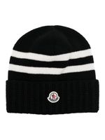 Moncler bonnet en maille à patch logo - Noir - thumbnail