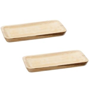 Set van 2x stuks rechthoekig kaarsenbord/kaarsenplateau hout 35 x 3 x 17 cm