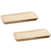 Set van 2x stuks rechthoekig kaarsenbord/kaarsenplateau hout 35 x 3 x 17 cm