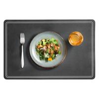 Cosy & trendy tafel placemat Renee - PU-leer/leer look - zwart - 43 x 30 cm - tafel onderleggers