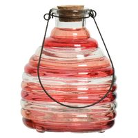 Wespenvanger/wespenval met hengsel - glas - rood - D13 x H17 cm - Ongediertevallen - Ongediertebestrijding - thumbnail