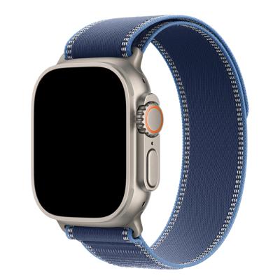 Apple Watch Ultra 3 Bandje Trail - Nylon - Blauw Felblauw - Zilver - 44, 45, 46 & 49mm