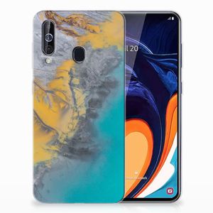 Samsung Galaxy A60 TPU Siliconen Hoesje Marble Blue Gold