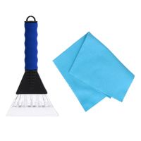 Autoramen IJskrabber soft grip blauw 26 cm met anti-condens doek - thumbnail