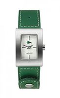Lacoste horlogeband 2000657 / LC-43-3-14-2207 Leder Groen 18mm + wit stiksel