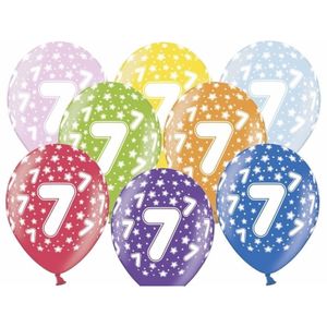 6x stuks Ballonnen 7 jaar thema met sterretjes