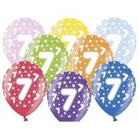 6x stuks Ballonnen 7 jaar thema met sterretjes