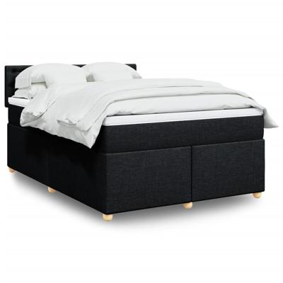 Boxspring met matras stof zwart 140x190 cm