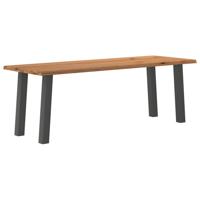 Eettafel met natuurlijke rand 220x80x74 cm massief eikenhout