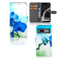 Google Pixel 7 Hoesje Orchidee Blauw - Cadeau voor je Moeder Google Pixel 7 Hoesje Orchidee Blauw - Cadeau voor je Moeder