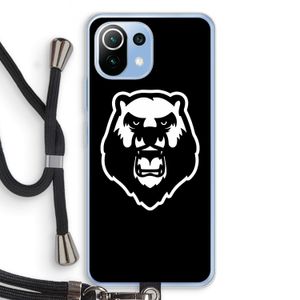 Angry Bear (black): Xiaomi Mi 11 Lite Transparant Hoesje met koord