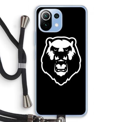 Angry Bear (black): Xiaomi Mi 11 Lite Transparant Hoesje met koord