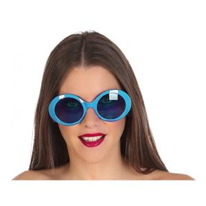 Carnaval verkleed damesbril - zonnebril - Blauw - ronde glazen - Hippie/Seventies stijl