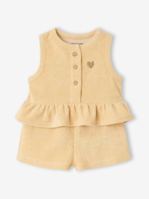 Babyset met top en short lichtgeel