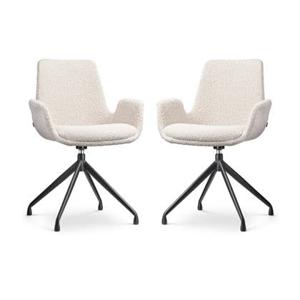 Nolon Nola-Eef Draaibare Eetkamerstoelen Bouclé Beige - Zwart - 2x