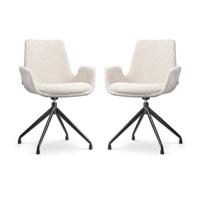 Nolon Nola-Eef Draaibare Eetkamerstoelen Bouclé Beige - Zwart - 2x