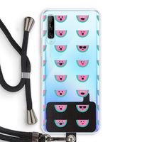 Smiley watermeloenprint: Huawei P Smart Pro Transparant Hoesje met koord