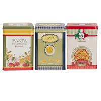 Pasta / spaghetti bewaarblik Nostagia - 3 stuks - metaal - Italiaans - 13 x 9 x 18 cm