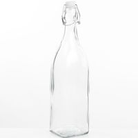 DIY glazen cadeau/decoratie flesje 1000ml/1ltr met beugeldop 8 x 32 cm - thumbnail