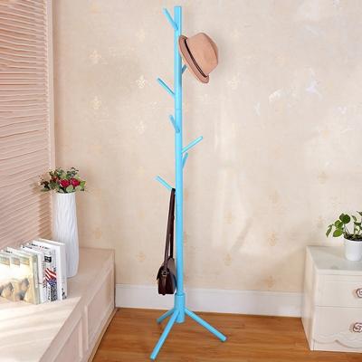 Creatieve boom-vormige massief houten vloer Hatstand kleren opknoping Rack grootte: 176x48x48cm (hemelsblauw)