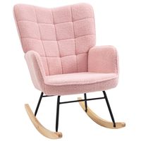 HOMCOM Schommelstoel in retro design, relaxfauteuil, massief hout, roze
