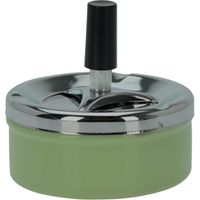 Druk en draai tafel asbak metaal groen/chrome 9 x 5 cm Druk en draai tafel asbak metaal groen/chrome 9 x 5 cm