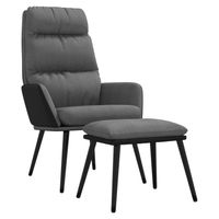 vidaXL Relaxstoel met voetenbank stof en kunstleer lichtgrijs