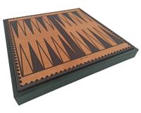 De Italiaanse Verde 35 cm Backgammon Set met Verwijderbaar Deksel, Schaakbordoptie, Dobbelstenen en Dammen.