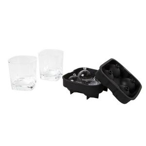 2x Whisky drinkglazen met ijsbalvorm