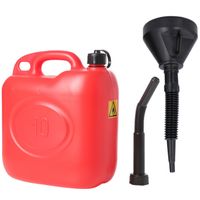 Jerrycan rood voor brandstof van 10 liter met een handige grote trechter