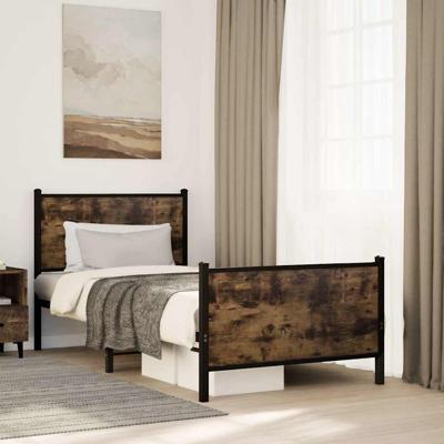 Bedframe zonder matras metaal gerookt eikenkleurig 80x200 cm
