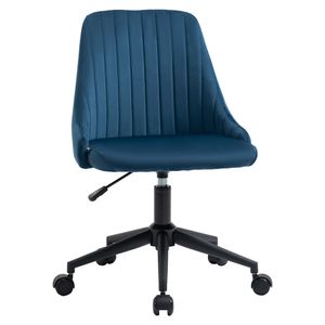 Vinsetto kantoorstoel draaistoel bureaustoel ergonomisch lijndesign in hoogte verstelbaar 360Â° draaibaar schuimstof fluweelzacht polyester blauw
