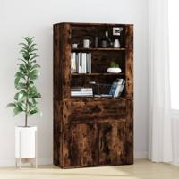 Hoge kast bewerkt hout gerookt eikenkleurig
