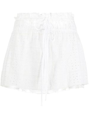 GANNI minijupe en broderie anglaise - Blanc