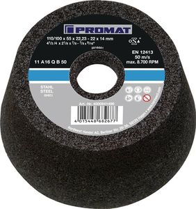 Promat Slijpkom | A16Q | 110/100 mm | staal en gietstaal 16 | gat 22,23 mm - 4000841496 4000841496