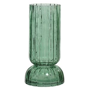 Vaas/bloemenvaas - glas - D13 x H26 cm - groen - Vazen