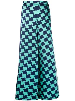 Casablanca pantalon ample Pool Tile en soie - Bleu