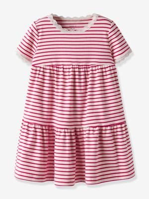 Jurk met ruches voor meisjes met korte mouwen NAME IT framboos