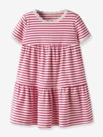 Jurk met ruches voor meisjes met korte mouwen NAME IT framboos