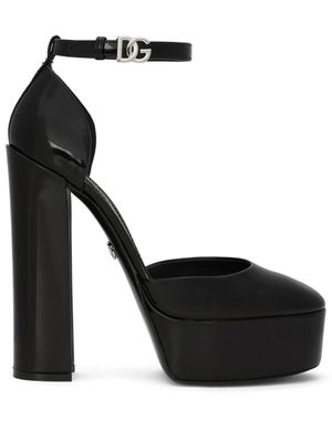 Dolce & Gabbana escarpins en cuir verni à plateforme 145 mm - Noir