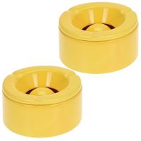 Stormasbak - 6x - terras asbakken - geel - 12 x 6 cm - Dolomiet kunststeen - buiten - tuin