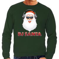 Foute Kersttrui - sweater - DJ santa met koptelefoon - groen - voor heren - kerstkleding