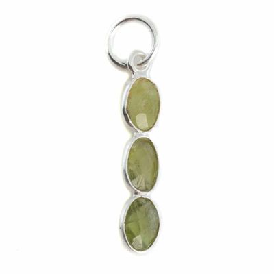 Edelsteen Hanger Peridoot 3 Stenen - Zilver - 20 x 4 mm