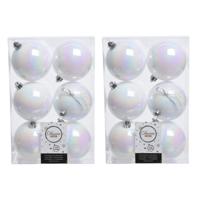 Decoris Kerstballen - 24x st - wit parelmoer - D8 cm - kunststof - kerstversiering