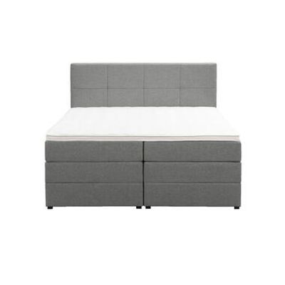 Boxspring met opbergruimte Liv geblokt - lichtgrijs - 160x200 cm - Leen Bakker
