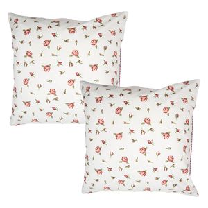 HAES DECO - Set van 2 Sierkussenhoezen - 40x40 cm - 100% Katoen - Romantic Rose