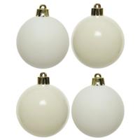 Decoris kerstballen - 12x st - wol creme wit - 6 cm - kunststof - mat/glans - kerstversiering