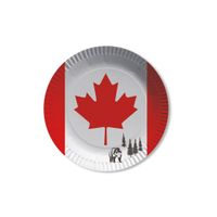 Papieren Canadese vlag thema party bordjes 8x stuks   - - thumbnail