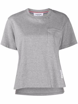 Thom Browne t-shirt en coton à détail tricolore - Gris